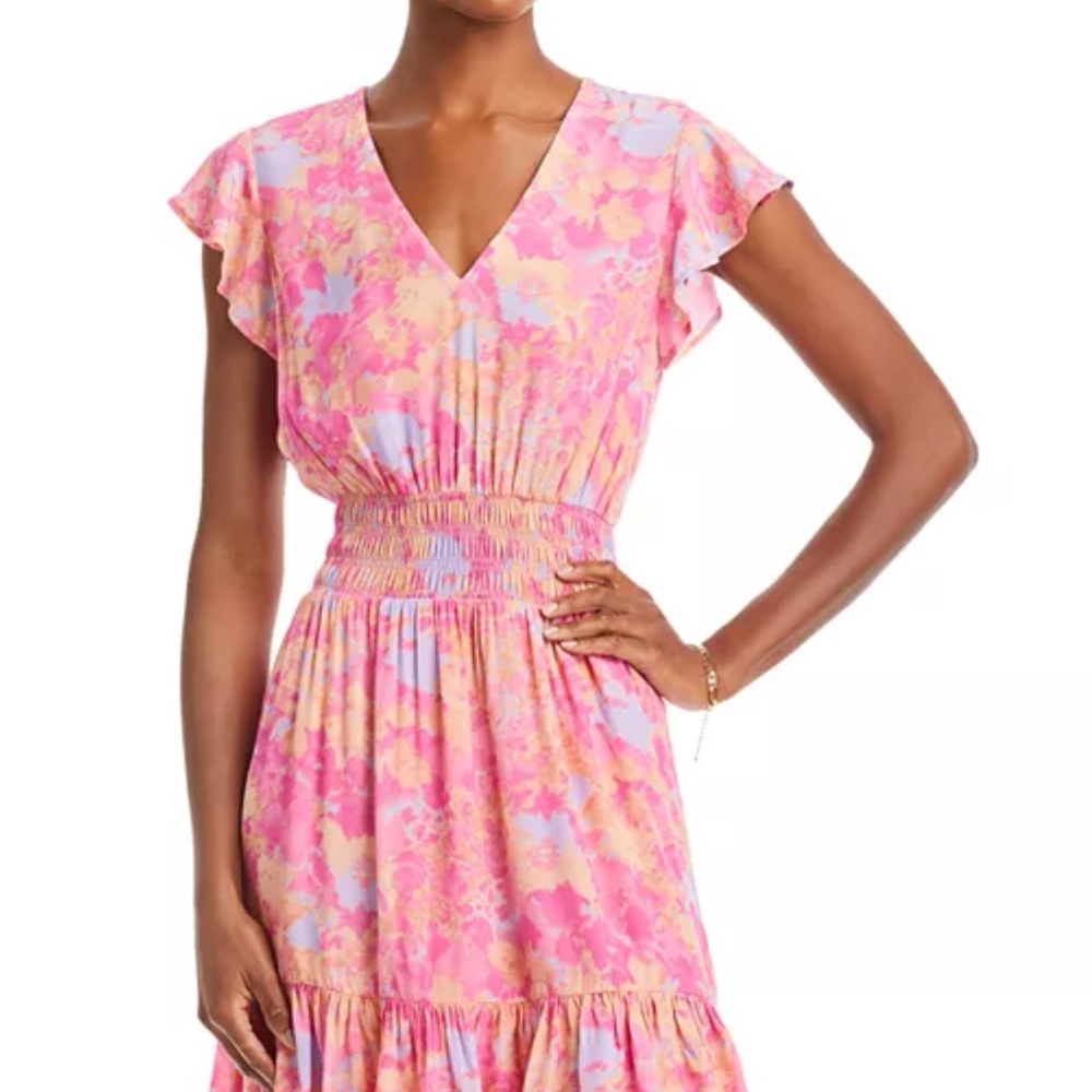 Rails Pink and Orange Floral Midi Dress